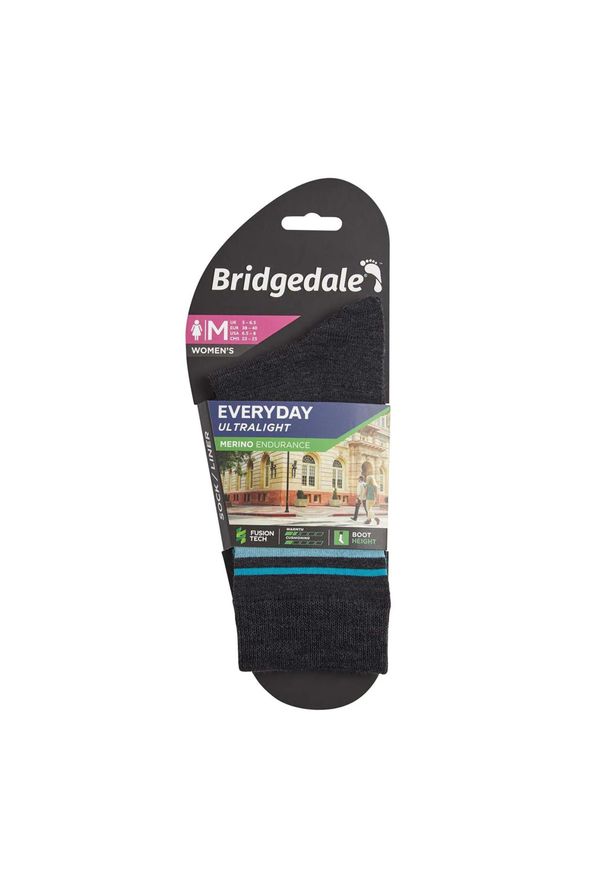 BRIDGEDALE - Skarpety do turystyki damskie Bridgedale EVERYDAY UL END LD. Kolor: czarny, niebieski, wielokolorowy. Sport: turystyka piesza