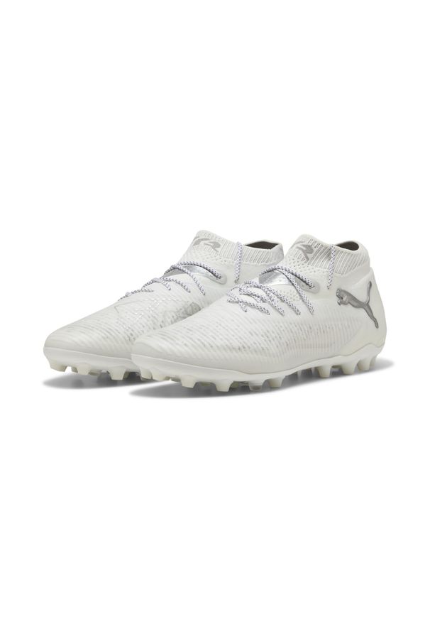 Puma - Buty piłkarskie unisex FUTURE 8 ULTIMATE MG PUMA White Matte Silver Gray. Kolor: szary, biały, wielokolorowy. Sport: piłka nożna