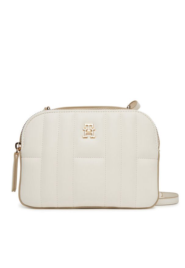 TOMMY HILFIGER - Tommy Hilfiger Torebka Th Feminine Conv Camera Bag AW0AW17453 Écru. Materiał: skórzane