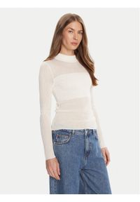 Hugo - HUGO Sweter Slumy_B 50543045 Écru Slim Fit. Kolor: kremowy. Materiał: wiskoza #1