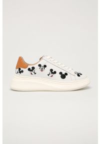 MOA Concept - Buty skórzane x Disney. Nosek buta: okrągły. Zapięcie: sznurówki. Kolor: biały. Materiał: skóra. Wzór: motyw z bajki. Obcas: na platformie #1