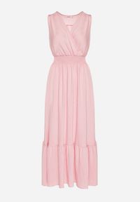 Born2be - Różowa Sukienka o Rozkloszowanym Kroju Bez Rękawów z Kopertowym Dekoltem Filoria. Typ kołnierza: dekolt kopertowy. Kolor: różowy. Długość rękawa: bez rękawów. Typ sukienki: kopertowe. Styl: elegancki #4