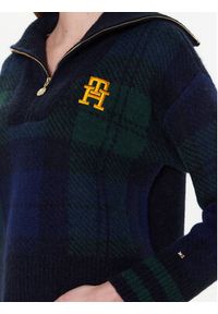 TOMMY HILFIGER - Tommy Hilfiger Sweter Tartan WW0WW38265 Granatowy Regular Fit. Kolor: niebieski. Materiał: bawełna #3