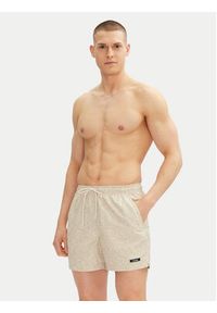 Calvin Klein Swimwear Szorty kąpielowe KM0KM01120 Beżowy Regular Fit. Kolor: beżowy. Materiał: syntetyk