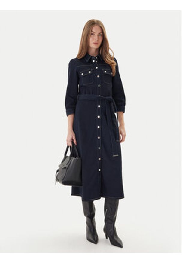 Morgan Sukienka jeansowa 252-RJEANA Granatowy Regular Fit. Kolor: niebieski. Materiał: bawełna