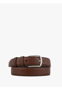 Ryłko - Ciemnobrązowy pasek ze skóry licowej. Kolor: brązowy. Materiał: skóra. Styl: klasyczny, casual, elegancki, street #1