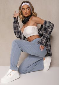 Renee - Niebieskie Spodnie z Bawełną Wiskozą i Ozdobnym Wiązaniem Orrivaria. Okazja: na co dzień. Kolor: niebieski. Materiał: bawełna, wiskoza. Styl: casual