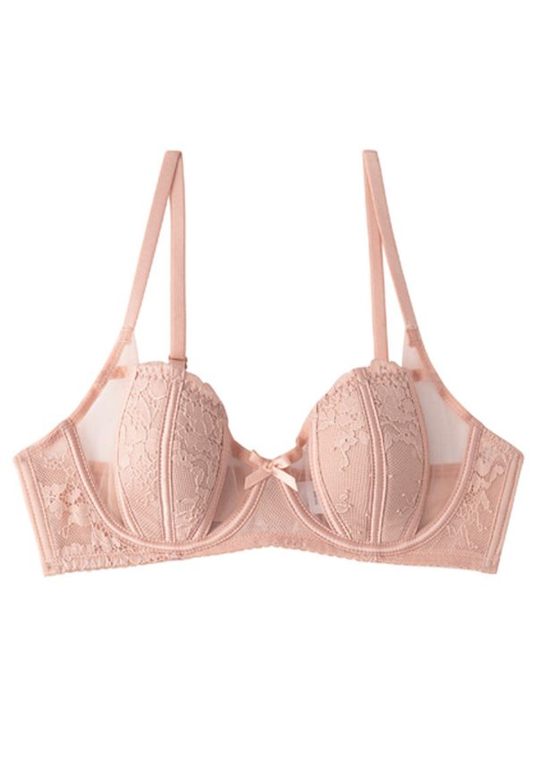 Intica - Biustonosz francuski z eleganckim krojem Anjali. Kolor: beżowy. Materiał: materiał