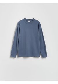 Reserved - Bawełniany longsleeve - granatowy. Kolor: niebieski. Materiał: bawełna. Długość rękawa: długi rękaw