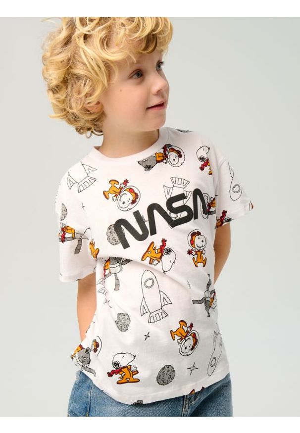 Sinsay - Bawełniana koszulka Peanuts NASA - biały. Kolor: biały. Materiał: bawełna