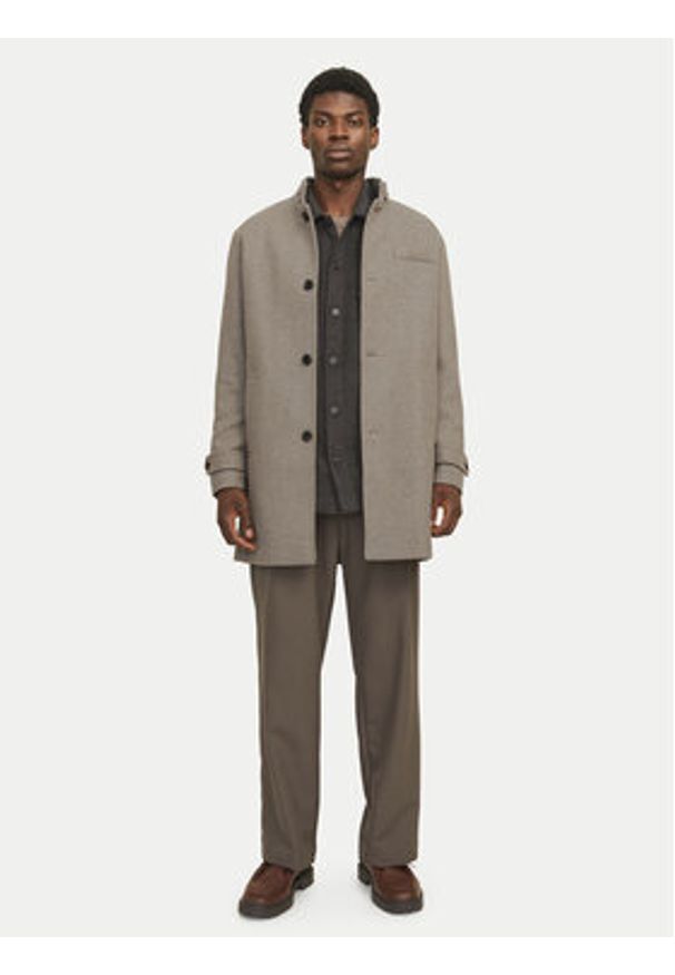 Jack & Jones Płaszcz wełniany Melton 12258672 Beżowy Regular Fit. Kolor: beżowy. Materiał: wełna
