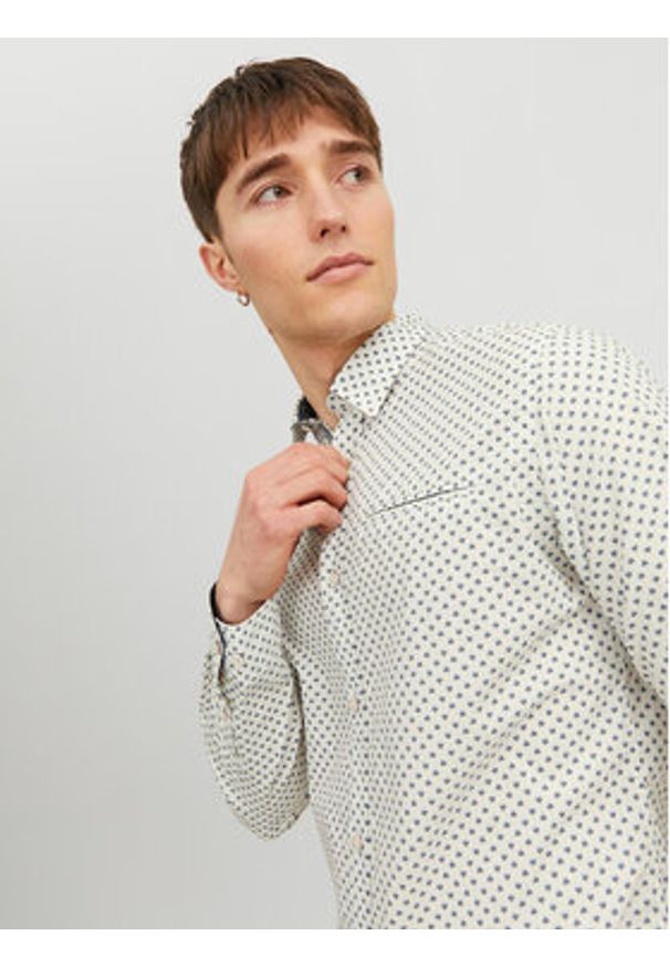 Jack & Jones Koszula 12235969 Biały Slim Fit. Kolor: biały. Materiał: bawełna