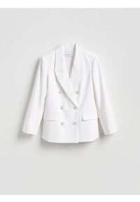 Reserved - Dwurzędowa marynarka - złamana biel. Materiał: tkanina, wiskoza #1