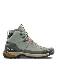 Buty trekkingowe męskie Salewa Puez Knit Mid Powertex. Wysokość cholewki: za kostkę. Kolor: szary. Materiał: materiał, syntetyk. Szerokość cholewki: normalna