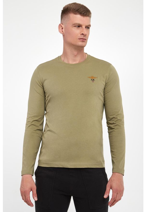 Aeronautica Militare - Longsleeve męski z logo AERONAUTICA MILITARE. Długość rękawa: długi rękaw