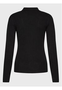NA-KD Sweter Pique Collar 1100-006091-0002-003 Czarny Slim Fit. Kolor: czarny. Materiał: syntetyk, wiskoza