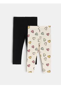 Sinsay - Legginsy z bawełną 2 pack - kremowy. Kolor: kremowy. Materiał: bawełna #1