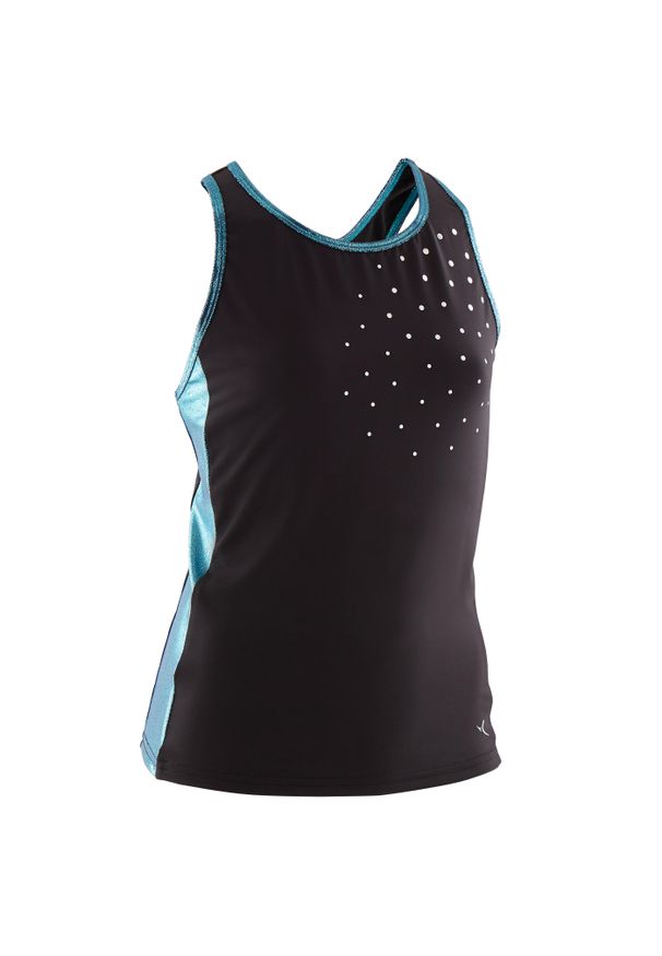 DOMYOS - Top do gimnastyki sportowej damski Domyos 500. Materiał: poliester, materiał, elastan. Sport: joga i pilates