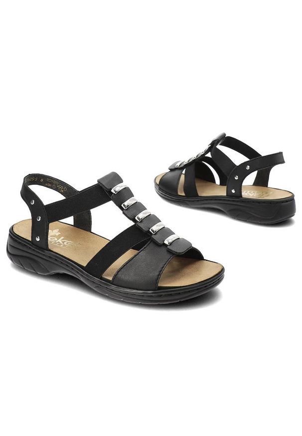 Czarne Sandały Rieker Wygodne Skórzane Buty. Okazja: na spacer, na co dzień. Zapięcie: bez zapięcia, pasek. Kolor: czarny. Wzór: aplikacja. Materiał: skóra. Sezon: lato. Obcas: na obcasie. Styl: elegancki, casual, klasyczny. Wysokość obcasa: niski