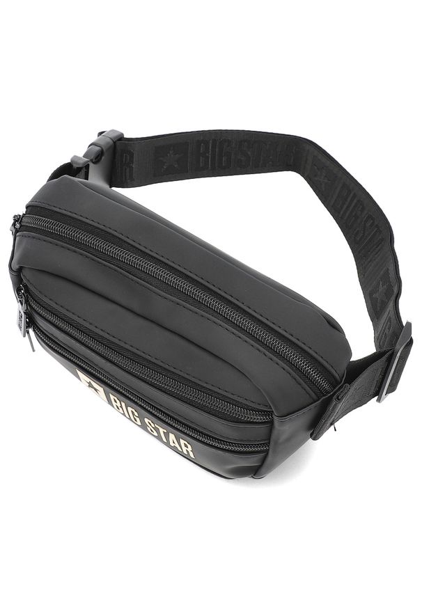 Big-Star - Torba unisex saszetka Big Star, mała kompaktowa z regulowanym paskiem na zamek, czarna złota, RR574095. Kolor: czarny. Materiał: materiał
