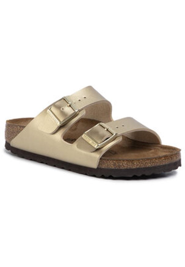 Birkenstock Klapki Arizona Bs 1016111 Złoty. Kolor: złoty. Materiał: skóra