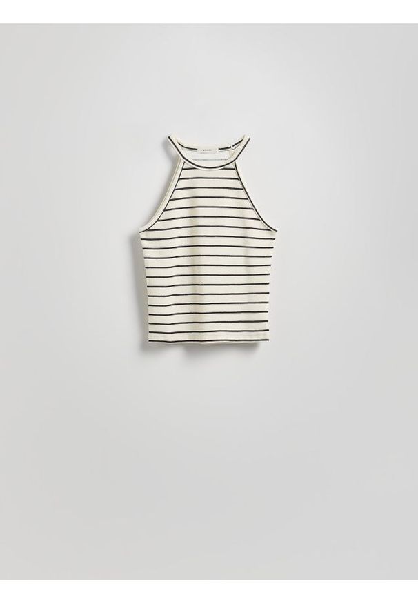 Reserved - Top z dekoltem halter - wielobarwny. Typ kołnierza: dekolt halter. Materiał: bawełna, dzianina