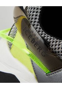 Iceberg - ICEBERG - Srebrne sneakersy z neonowymi wstawkami. Zapięcie: sznurówki. Kolor: żółty. Materiał: materiał. Szerokość cholewki: normalna #2