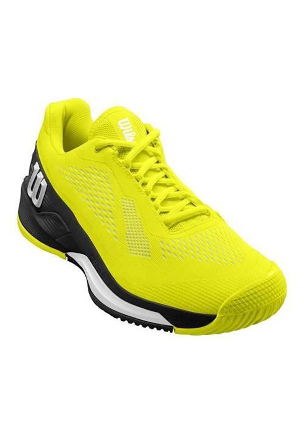 Buty do tenisa męskie Wilson Rush Pro 4.0 Allcourt. Kolor: żółty. Materiał: materiał, syntetyk. Szerokość cholewki: normalna. Sport: tenis