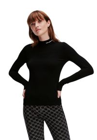Karl Lagerfeld - KARL LAGERFELD Czarny golf damski Classic Turtle Neck, Rozmiar XL. Typ kołnierza: golf. Kolor: czarny. Materiał: poliester, wiskoza. Styl: elegancki #3