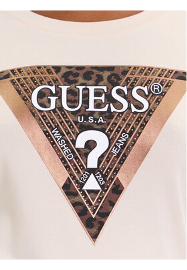 Guess Bluzka W5BI75 J1314 Beżowy Regular Fit. Kolor: beżowy. Materiał: bawełna