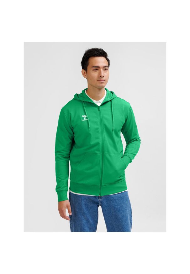 Bluza dresowa z kapturem Hummel Go 2.0. Typ kołnierza: kaptur. Kolor: zielony. Materiał: dresówka. Sport: fitness