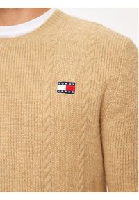 Tommy Jeans Sweter DM0DM19440 Beżowy Regular Fit. Kolor: beżowy. Materiał: syntetyk