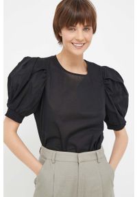 DKNY - Dkny bluzka bawełniana damska kolor czarny gładka. Okazja: na co dzień. Kolor: czarny. Materiał: bawełna. Długość: krótkie. Wzór: gładki. Styl: casual #1