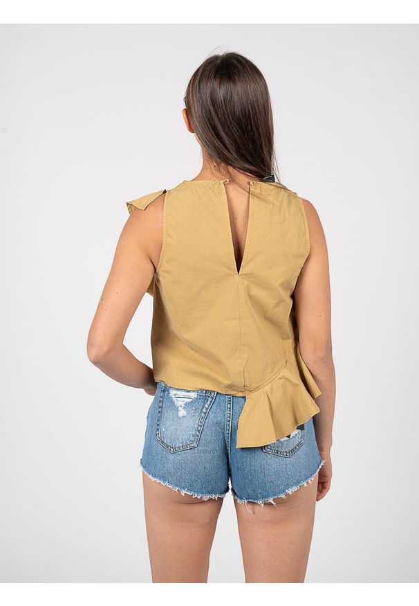 Pinko Bluzka "Ortunata" | 1J10XA Y849 | Kobieta | Piaskowy. Okazja: na co dzień. Materiał: bawełna. Długość rękawa: bez rękawów. Wzór: jednolity. Styl: casual