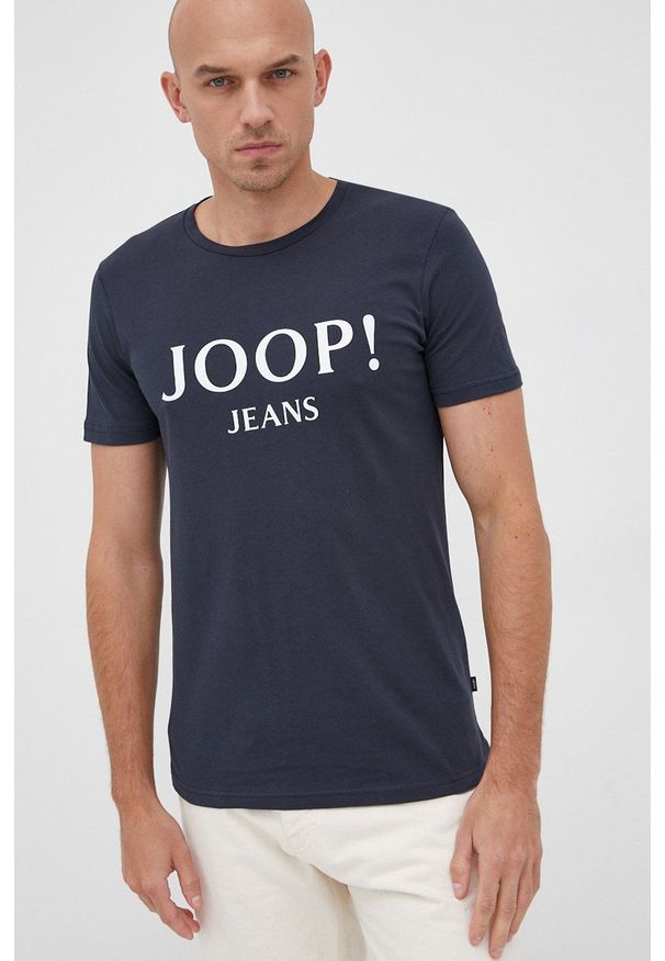 JOOP! - Joop! t-shirt bawełniany kolor granatowy z nadrukiem. Kolor: niebieski. Materiał: bawełna. Wzór: nadruk