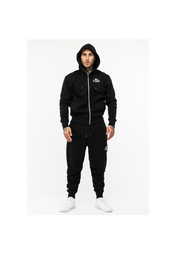 Klasyczny dres z kapturem Lonsdale Rottingean. Kolor: czarny. Materiał: dresówka