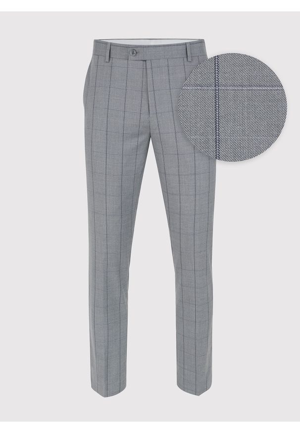 Pako Lorente - PAKO LORENTE – Szare spodnie garniturowe w kratę Windowpane. Kolor: szary. Materiał: poliester, elastan, wiskoza