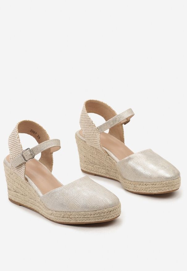 Born2be - Srebrne Sandały Espadryle na Koturnie z Noskiem z Imitacji Skóry Anirha. Okazja: na co dzień. Zapięcie: pasek. Kolor: srebrny. Materiał: skóra. Sezon: lato. Obcas: na koturnie. Styl: elegancki, casual