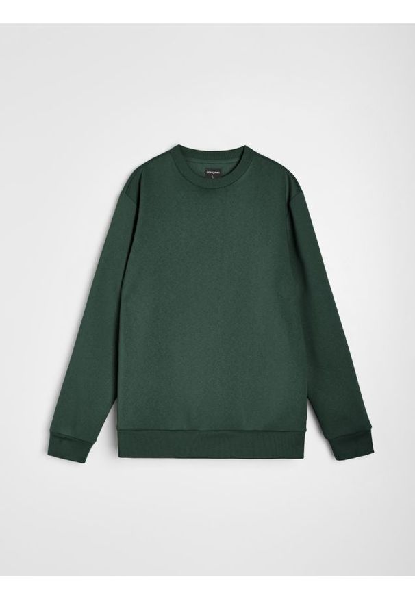 Sinsay - Bluza crewneck z domieszką bawełny - zielony. Kolor: zielony. Materiał: bawełna