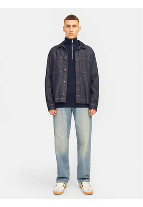 Jack & Jones Sweter Perfect 12257773 Granatowy Regular Fit. Kolor: niebieski. Materiał: bawełna