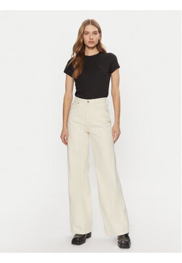 Calvin Klein Jeansy K20K208018 Écru Wide Leg. Kolor: kremowy