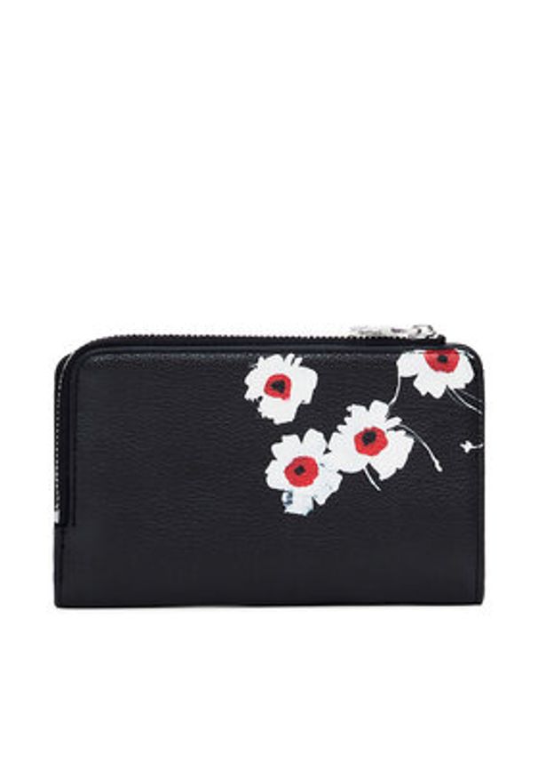 Desigual Mały Portfel Damski 25SAYP12 Czarny. Kolor: czarny. Materiał: skóra