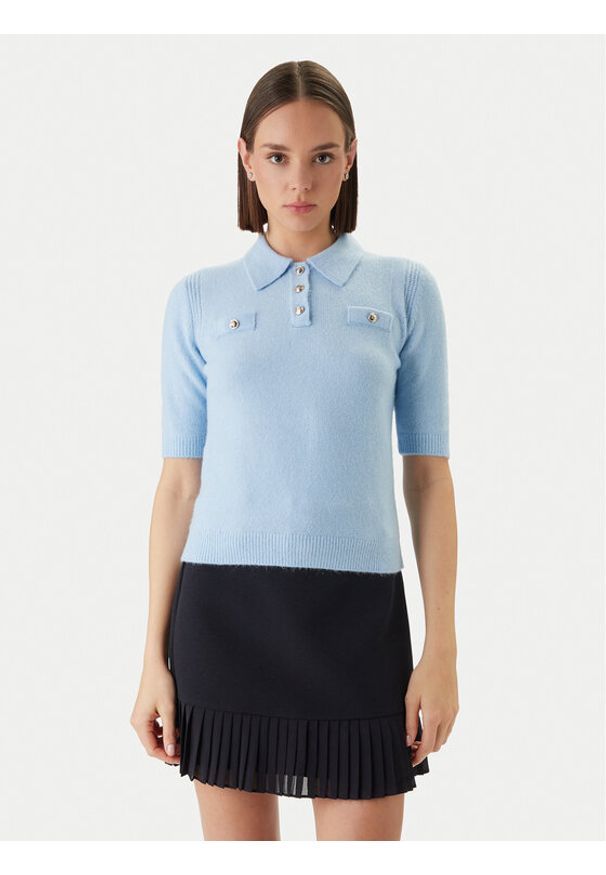 Morgan Sweter 261-MSOFI Błękitny Slim Fit. Kolor: niebieski. Materiał: syntetyk