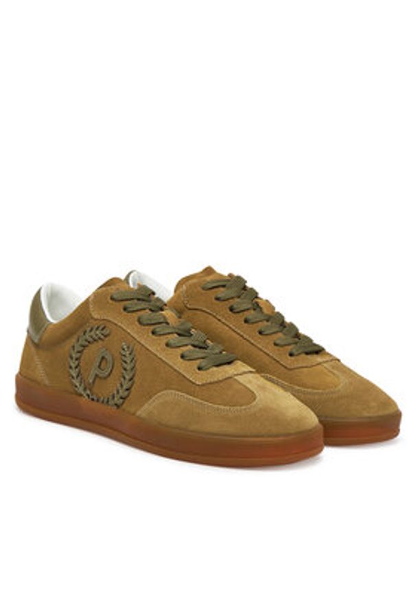 Pollini Sneakersy SA15192G0MXA281A Khaki. Kolor: brązowy. Materiał: zamsz, skóra