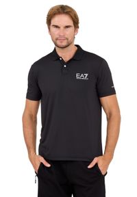 EA7 Emporio Armani - EA7 Czarna męska koszulka polo Ventus 7, Rozmiar XL. Typ kołnierza: polo. Kolor: czarny