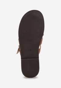 Renee - Brązowe Klapki Gladiatorki z Ozdobną Sprzączką Lusanatia. Okazja: na co dzień. Kolor: brązowy. Styl: casual #4