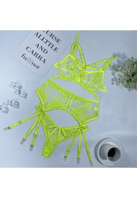 Intica - Komplet bielizny z delikatnymi zdobieniami dla podkreślenia sylwetki Lelah. Kolor: zielony. Materiał: materiał. Wzór: aplikacja #1