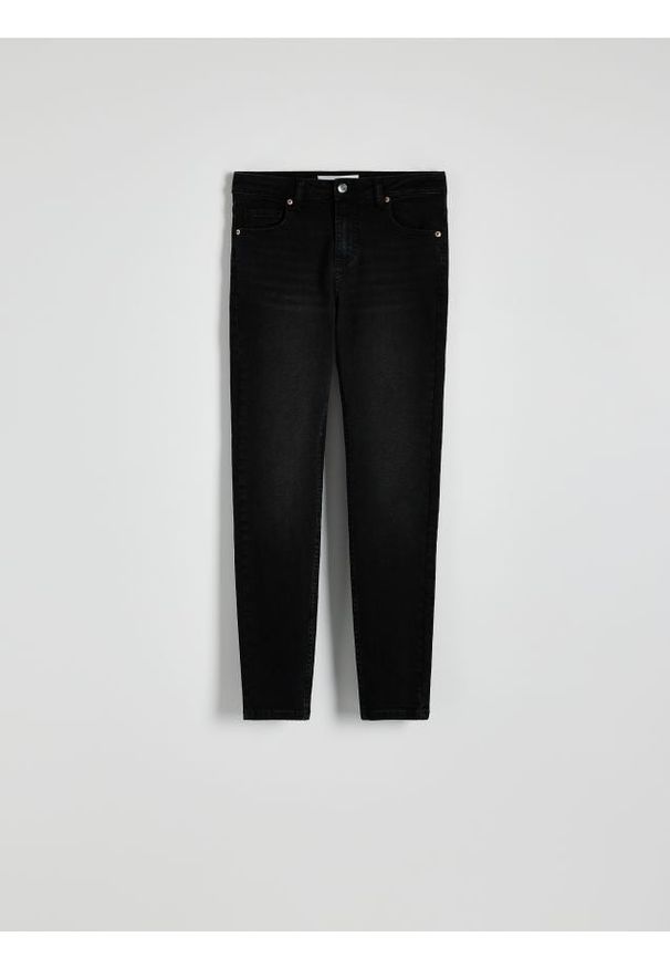Reserved - Jeansy slim fit ze średnim stanem - czarny. Kolor: czarny