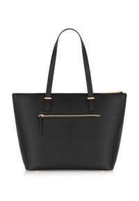 Ochnik - Elegancka czarna torebka shopper damska. Kolor: czarny. Wzór: paski. Materiał: skórzane. Rozmiar: duże. Styl: elegancki. Rodzaj torebki: na ramię #5