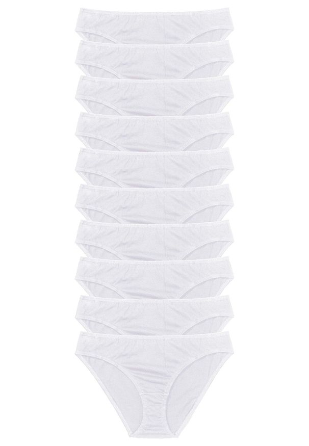 bonprix - Figi (10 par). Kolor: biały. Wzór: gładki